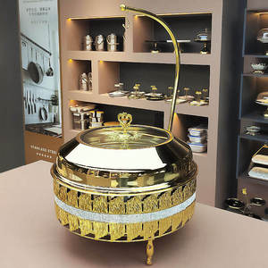 Luxury Gold Hanging Chafing Dish Stainless Steel <b>Buffet</b> Food Warmer with Lid Catering <b>Server</b> Hotel Banquet Tableware - Product Image 4