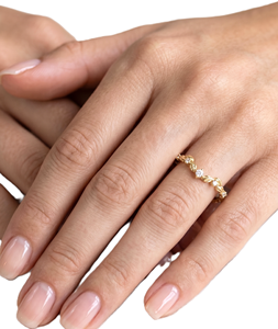 Delicate Round Lab Diamond 18K Solid Gold Minimalist Nature Inspired V Shape Created Diamond Ring Anniversary Gift Fashion Ring - Product Image 6