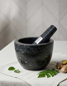 Juego de Mortero y Pilón de Granito Negro, Molinillo de Especias de Piedra Resistente, Triturador Manual de Hierbas y Ajo para Cocina, Herramienta de Molienda Manual - Product Image 3