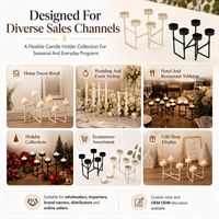 Candelabro Moderno Plegable de Metal con Múltiples Brazos Ajustables para Centro de Mesa, Venta al por Mayor