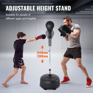 Ensemble de sacs de frappe autoportants réglables en hauteur pour adolescents et adultes, sac de frappe de boxe réflexe, support en acier, gants pour l'entraînement - Product Image 3