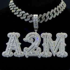 AMBER JEWELS T-219 Pendentif unisexe en argent 925 plaqué rhodium avec moissanite certifiée GRA, design couronne, style hip-hop - Product Image 1