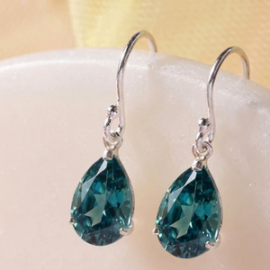 ต่างหูไฮโดรสีน้ำเงินขายดีที่สุด ยาว 6 นิ้ว ประดับเพชร CZ ห้อยระย้า เงินแท้ 925 ชุบทอง 18K ต่างหูแฟชั่นทันสมัย ของขวัญสำหรับเธอ - Product Image 1