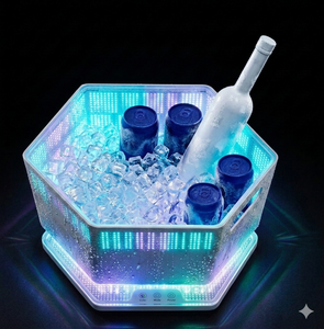MIRAGE7 LED Ice Bucket Boat Shape <b>Plastic</b> Cooler Illuminated Beverage Tub 12L Round for Party Modern Design Custom Edition - Product Image 6