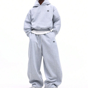Ensembles de sweats à capuche pour hommes en molleton épais, avec logo personnalisé, style streetwear, qualité supérieure, fournisseur en gros, ensemble jogging oversize - Product Image 2