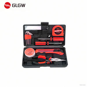 Alicates de medición de madera OEM, cuchillo de utilidad, cinta métrica, destornillador cruzado ranurado, juego de <span class=keywords><strong>herramientas</strong></span> de mano para el hogar DIY con caja de <span class=keywords><strong>herramientas</strong></span> de plástico - Product Image 1