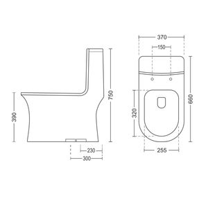 Inodoro de esquina de una pieza, moderno, de alta calidad, de porcelana blanca, 660x370x730mm, para uso comercial en construcción. - Product Image 4