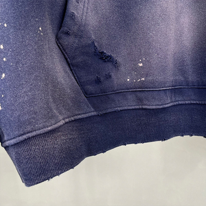 Wholesale Custom 450g Men's Hoodie Spray Dyeing Splash <b>Ink</b> Tear <b>Distressed</b> Pullover Street Retro Unisex Hoodies - Product Image 4