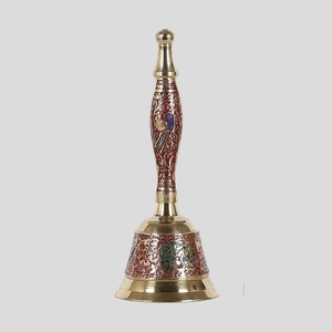 Handmade Brass <b>Bell</b> With Enamelled Animal Pattern Gold Plated Traditional Decorative Ornament Art Collectible Round Shape - Product Image 2