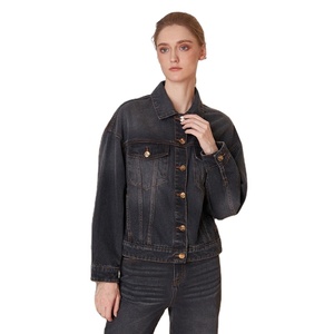 Willshela Femme Chic Vintage Denim Bleu Simple Boutonnage Veste Imprimé Respirant Manches Longues avec Poches Revers Cou Tenues - Product Image 1