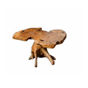 Ensemble de table basse en teck rustique artisanal ARTERRA avec fauteuils sculptés, design moderne durable, meubles de salon - Product Image 6