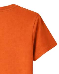Camiseta de Algodón para Mujer Color Naranja Quemado con Estampado Floral de Pedrería, Top Casual de Manga Corta para Verano, Fabricante Personalizado, Suministro de Fábrica OEM - Product Image 6