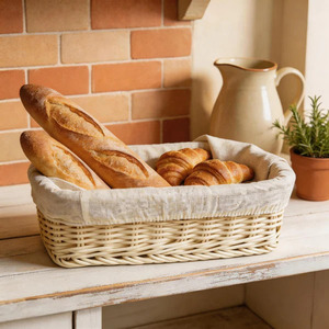 Handmade Simple Style Handwoven Wicker Basket for Bread Fruit Storage <b>Breakfast</b> Table Organizer Wholesale Indian Cheap Price - Product Image 1