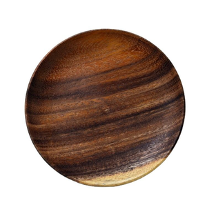 ชุดอาหารค่ำไม้กระถินณรงค์ธรรมชาติสำหรับโรงแรม ทนทาน ไม่แตกหัก จานกลมสำหรับเสิร์ฟพิซซ่า สเต็ก จานไม้ - Product Image 3