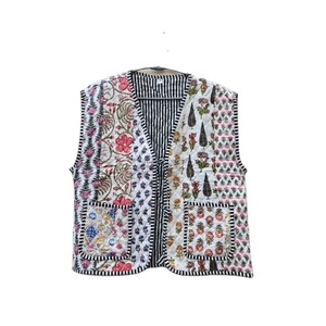 Indien fait à la main été léger coton matelassé sans manches veste bohème Vintage Style respirant lin confortable Rivet - Product Image 1