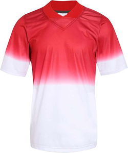 เสื้อยืดคอกลมแขนสั้นผู้ชายสีแดงขาวไล่เฉดสีสไตล์สปอร์ต ระบายอากาศได้ดี ทรงปกติ - Product Image 1