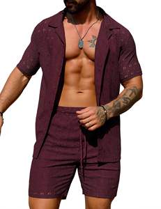 Ensemble de plage pour homme, chemise à manches courtes imprimée et short assorti, tenue décontractée estivale colorée, ensemble deux pièces pour homme - Product Image 1