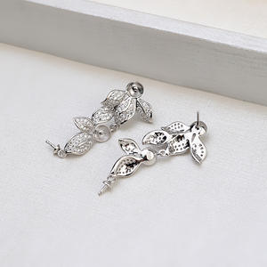 Ensemble de pendentif en argent S925 en forme de feuille avec boucles d'oreilles longues à pampilles, ensemble d'accessoires en perles DIY, support vide, bijoux tendance pour 1280 - Product Image 3