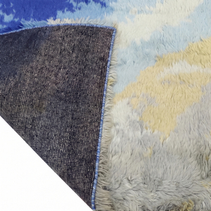 Tapis shag rectangulaire multicolore en laine, antidérapant, écologique, tufté à la main, à poils épais, tapis moderne pour chambre à coucher et chambre d'enfant - Product Image 6
