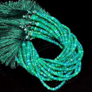 Perles rondes lisses en opale verte éthiopienne Welo Fire Opal, 3-5 mm, brin de 16 pouces, pierres précieuses pour la fabrication de bijoux, vente en gros - Product Image 6
