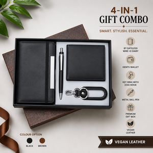 Vegan Leather Business Gift Set 4 1 Office Promotional Gift Combo <b>Wallet</b> Pen Keychain Diary Personalization Custom Logo Festive - Product Image 1