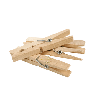 Pinzas de Madera Natural para Ropa con Resorte Metálico Plateado, Paquete a Granel para Secar Ropa - Product Image 3