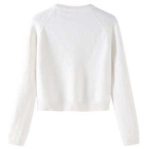 Cardigan tricoté tendance 2026 pour femme, col rond, manches longues, perlé, couleur unie, anti-boulochage, longueur standard - Product Image 2