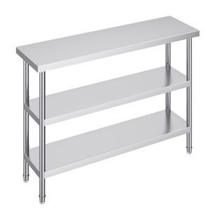 Tavolo da Lavoro Commerciale per Cucina 14 X 48 X 34 Pollici in Acciaio Inox con 2 Ripiani Inferiori Regolabili, Tavolo Preparazione Alimenti Resistente - Product Image 5