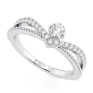 แหวนเพชรทรงกลมเพาะเลี้ยงในห้องปฏิบัติการ ทองคำสีกุหลาบ ดีไซน์น่ารักไม่ซ้ำใคร สำหรับผู้หญิง เหมาะสำหรับวันครบรอบ - Product Image 1