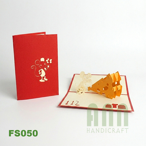 การ์ดอวยพรแบบป๊อปอัพ 3 มิติ งานแฮนด์เมดสั่งทำพิเศษจาก ANN HANDICRAFT สไตล์เวียดนาม พร้อมกล่องของขวัญ 'ขอบคุณ' ลายหนูกับชีส พิมพ์บนกระดาษ - Product Image 5