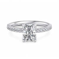 Bague de fiançailles en diamant naturel taille radiant, halo caché, pavé, solitaire, en or 18 carats, sertie à griffes, pour demande en mariage, certifiée IGI