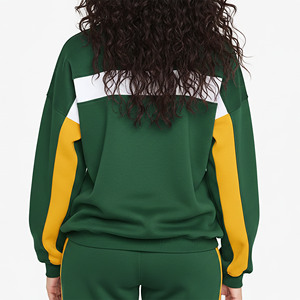 2026 New Women Color Block Sweatshirt Crew Neck Long Sleeve 100% Cotton Breathable Casual Autumn Wear Front Logo Design - Product Image 5