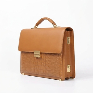 Hiend Industries HI-1174 Custom Logo Genuine Leather <b>15</b> Inch <b>Laptop</b> Briefcase Detachable Soft Business Travel Office <b>Bag</b> Large - Product Image 1
