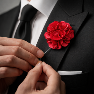 Pin de Solapa con Flor Esmaltada para Hombre |   Broche de Metal Hecho a Mano |   Accesorio para Traje de Novio, Pin de Solapa para Blazer Formal - Product Image 2