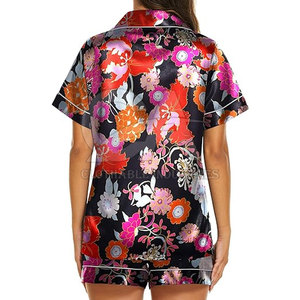 Conjunto de Pijama de Seda para Mujer, Cómodo y Personalizado 2026, Conjunto de Pijama de Satén para Mujer, Camisa de Manga Corta con Botones y Pantalones Cortos - Product Image 2