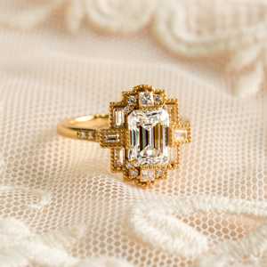 Best Selling S925 Sterling <b>Silver</b> Gold Plated <b>Emerald</b> Cut Moissanite Classic Engagement Minimalist Wedding <b>Ring</b> - Product Image 1