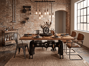 Modern Solid Mango Wood <b>Adjustable</b> <b>Table</b> Industrial Cast Iron Crank Dining Desk Dining Room Furniture Living Room Furniture - Product Image 6