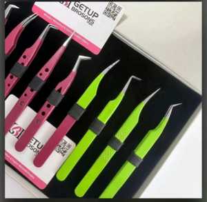 Ensemble de pinces à cils professionnelles en acier inoxydable anti-magnétique avec logo personnalisé, différentes couleurs et pointes, kit de pose de cils - Product Image 2