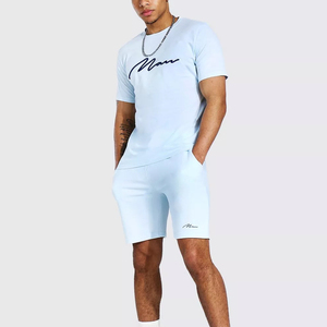 Nuevo Diseño de Ropa Casual de Verano para Hombre, Conjunto de Pantalones Cortos con Lavado Ácido / Conjunto de Pantalones Cortos para Correr y Trotar con Logotipo Personalizado - Product Image 1