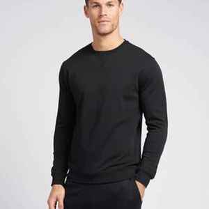 Sweat-shirt à col rond noir pour homme, coupe classique, tricoté, manches longues, couleur unie, style décontracté, automne, logo personnalisé, logo X, OEM - Product Image 5