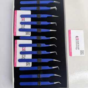 Pince à épiler antistatique et antimagnétique en acier inoxydable de haute qualité, revêtement en poudre, différentes pointes, kit pour cils - Personnalisation - Product Image 6