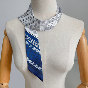 Pañuelo de seda de sarga con estampado Paisley bicolor, nuevo diseño de marca, pañuelo de lujo para mujer, foulard, pañuelo estrecho para bolso, pañuelo para el cuello, diadema para el pelo - Product Image 4