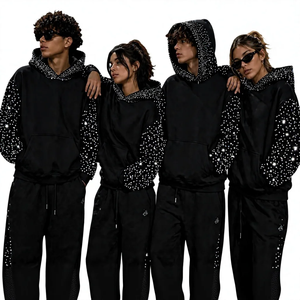 Sweat à capuche personnalisé 100% coton avec strass, sweat à capuche personnalisé avec strass diamant pour un look décontracté ou streetwear, unisexe, pour les saisons d'hiver - Product Image 3