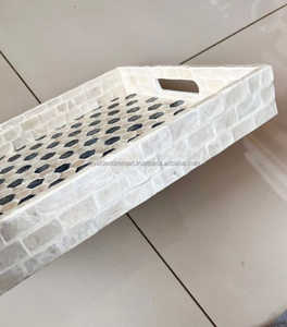 Bandeja de nácar de calidad superior para Ramadán y Eid Rectángulo de metal y MDF con asas para regalos de Royal Decore Mart - Product Image 5