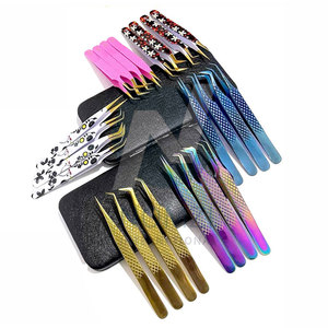 Nouvel ensemble de pinces à volume pour extensions de cils, précision, acier inoxydable, durables, antistatiques, longueur personnalisée, 45 degrés - Product Image 6