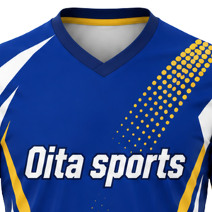 Royal Blue Yellow Sublimated Volleyball Jersey Short Sleeve Sports Shirt Team Athletic Wear Match Training Competition Apparel - Product Image 3