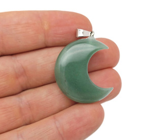 Natural Green Aventurine Crescent <b>Moon</b> Pendant <b>Necklace</b> Handmade Crystal Gemstone <b>Necklace</b> Wholesale Supplier - Product Image 1