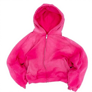 Sudadera con Capucha y Cierre de Cremallera para Mujer, Color Rosa, 100% Algodón, Secado Rápido, Estilo Urbano, Manga Corta, Color Sólido, Otoño, Marca NEXO INDUSTRIES - Product Image 2