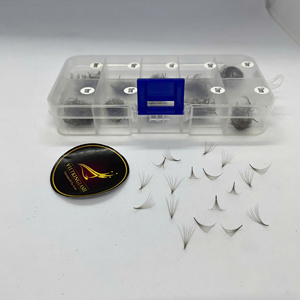 Cils en éventail préfabriqués faits à la main, aspect naturel brun, en poils synthétiques 7D 0.07, longueurs mixtes, fournisseurs de cils en gros, marque privée OEM - Product Image 5