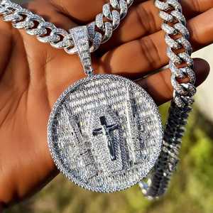 Men's Iced Out Baguette Silver 925 Moissanite <b>Cross</b> Pendant Hip Hop Rhodium Plated Micro Paved <b>Charm</b> - Product Image 5